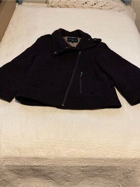 Surkana Burgundy Cropped Pea Coat Women’s Size Small GUC